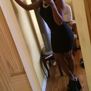 Black mini dress with back out
